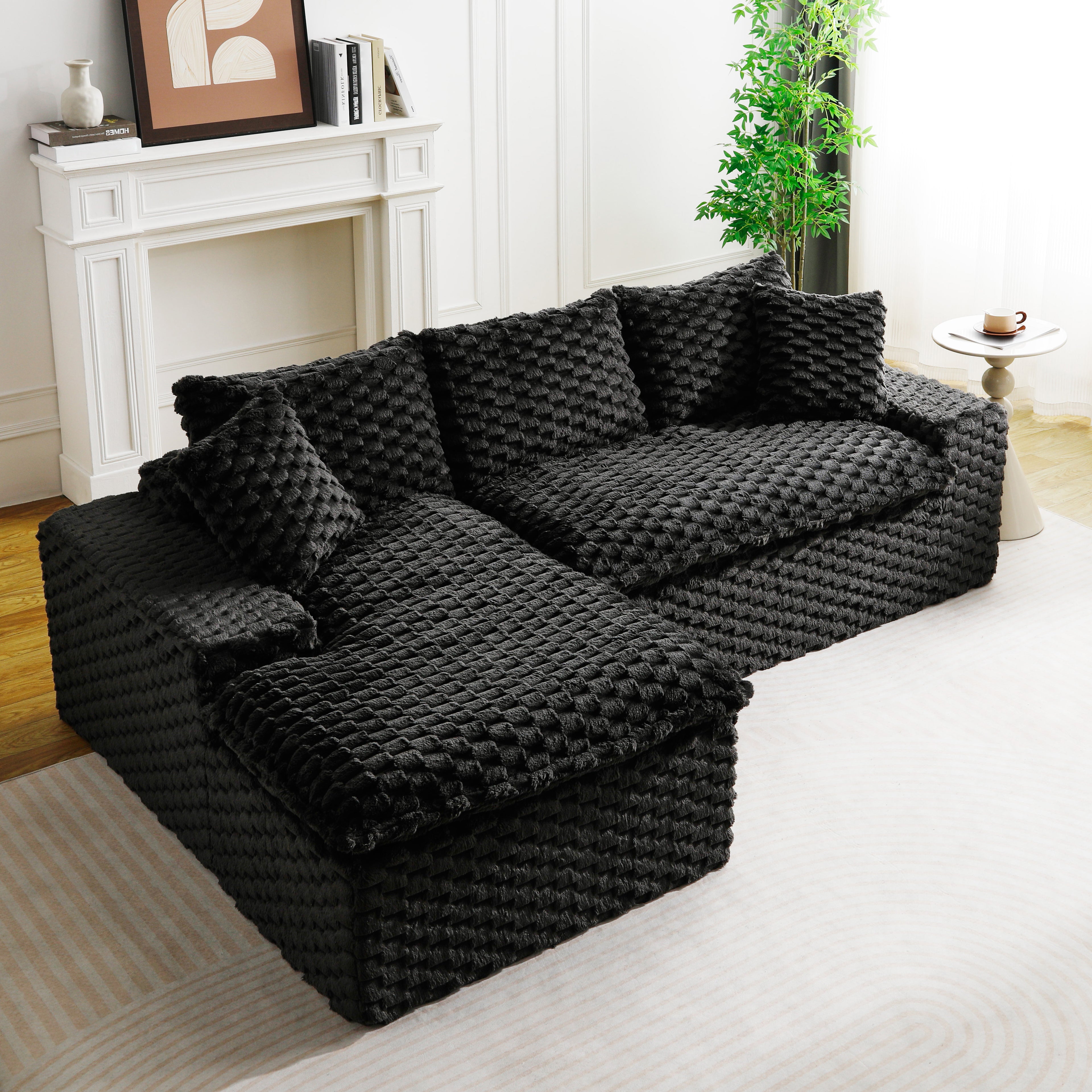 Black Turtle Velvet Versatile Sofa