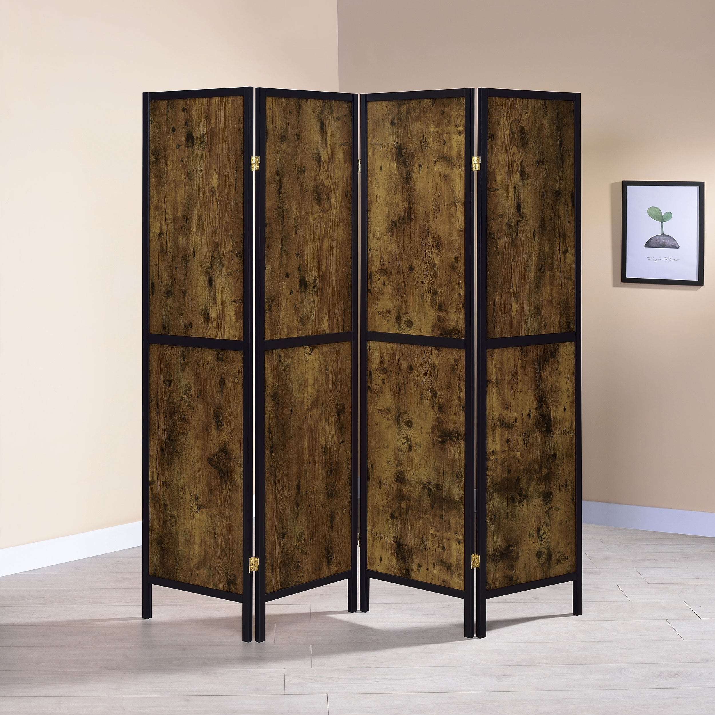 Deepika 4-Panel Room Divider Folding Screen Rustic Nutmeg-CoasterEveryday