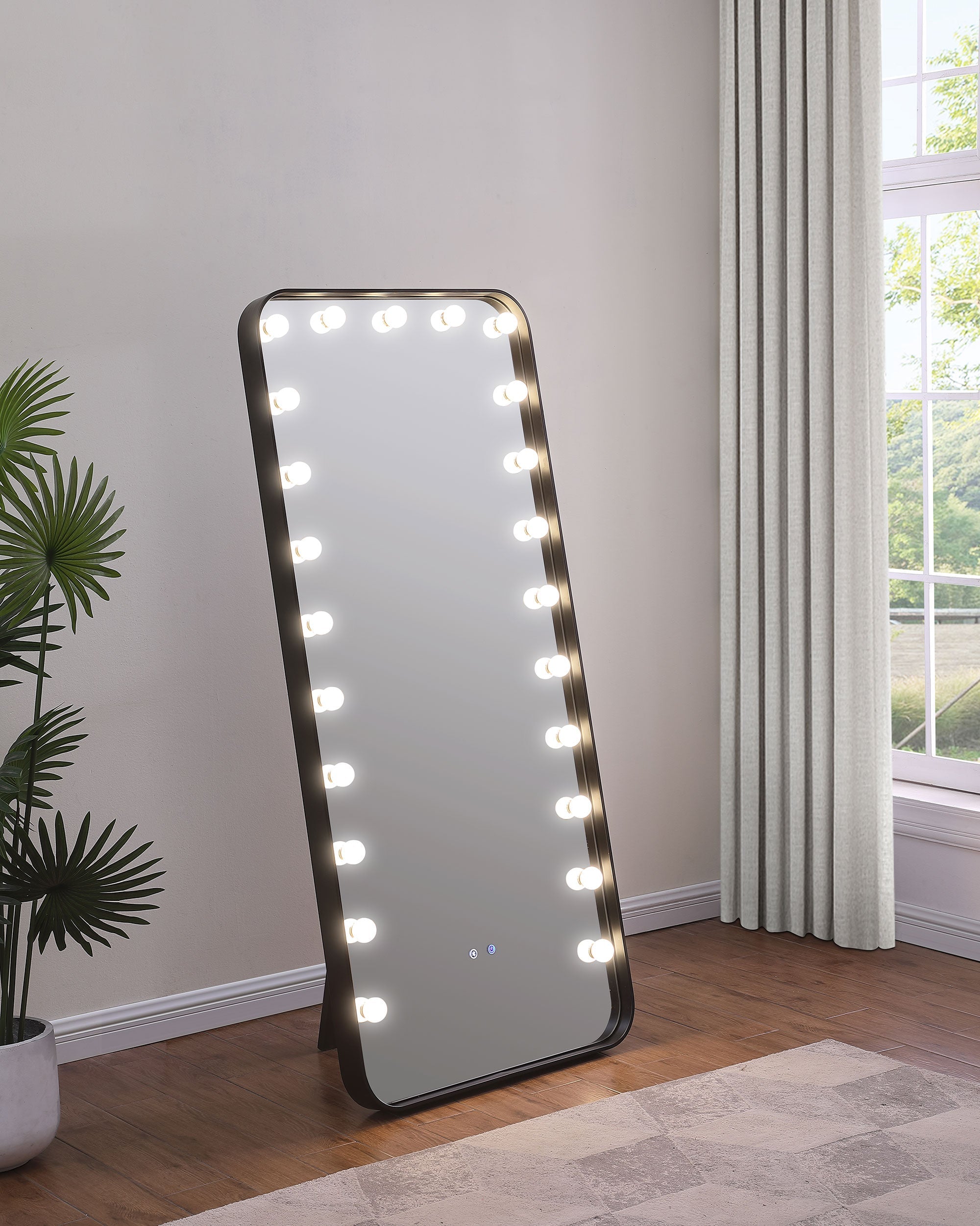 Canton 32 x 71 Inch LED Standing Mirror with Speakers Black-