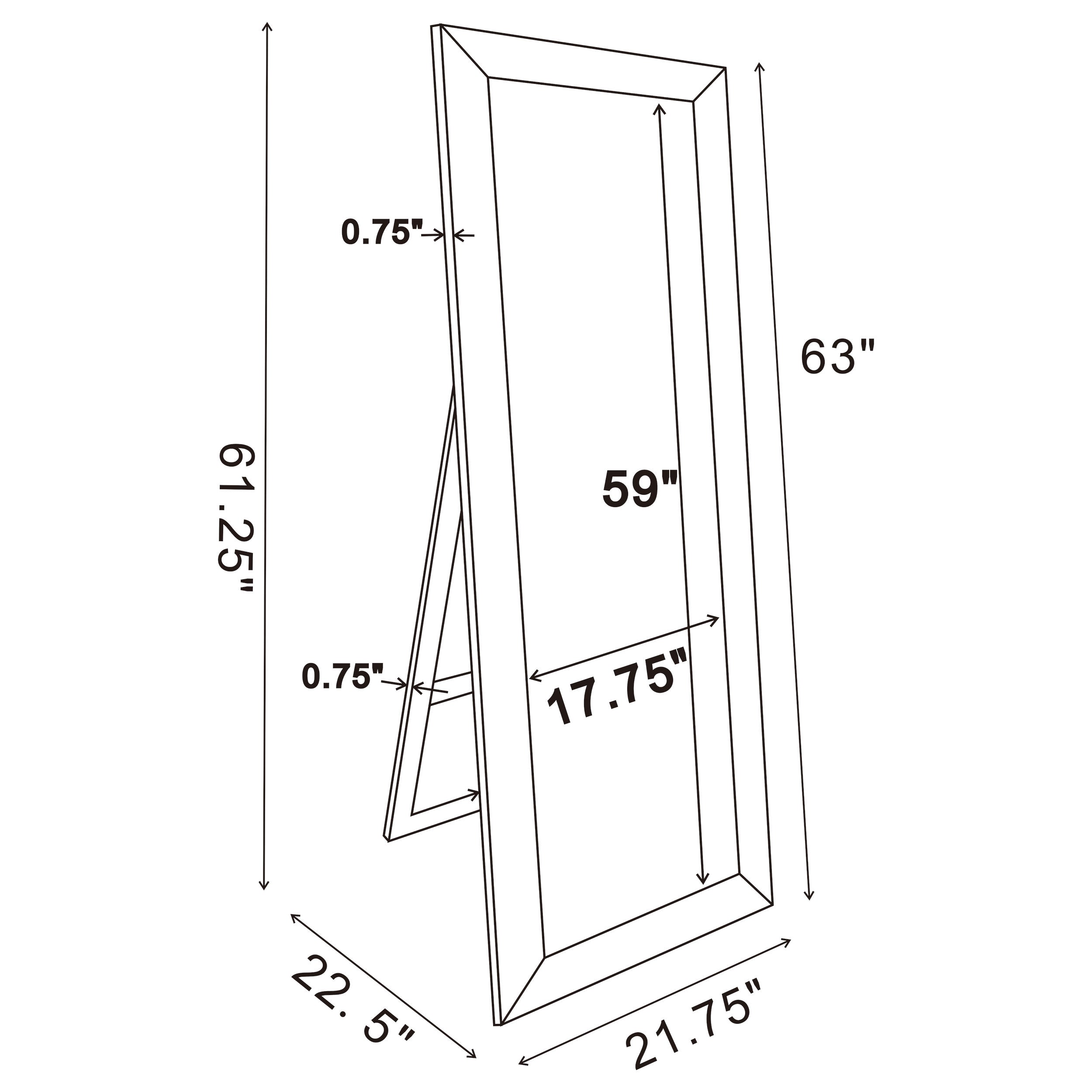 Soline 22 x 61 Inch Framed Standing Floor Mirror Silver-CoasterEveryday