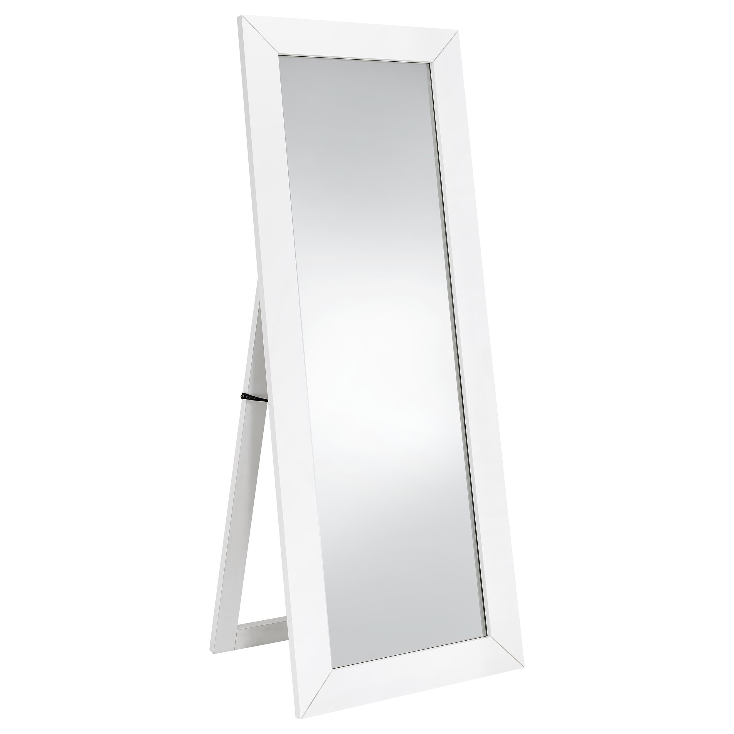Cadence Tempered Glass Full Length Mirror White High Gloss-