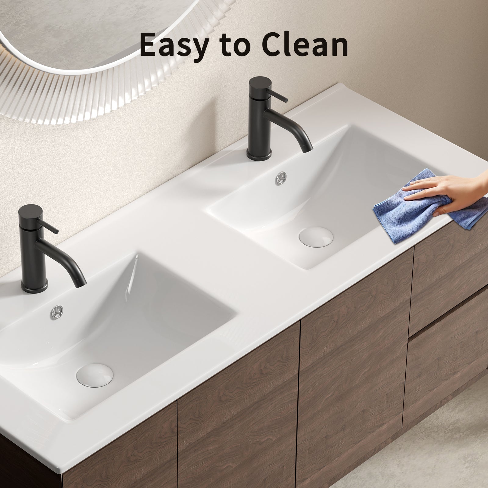 Double Bowl Ceramic Bathroom Sink