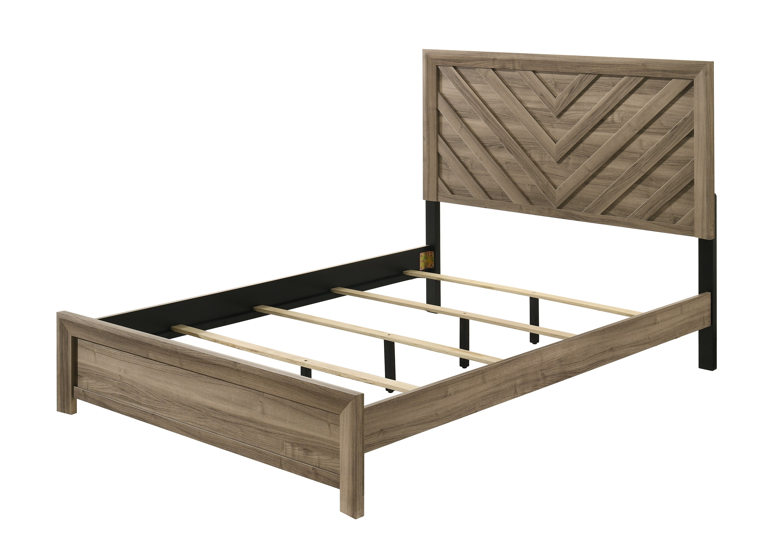 1pc Queen Size Chevron-Patterned Headboard Bed