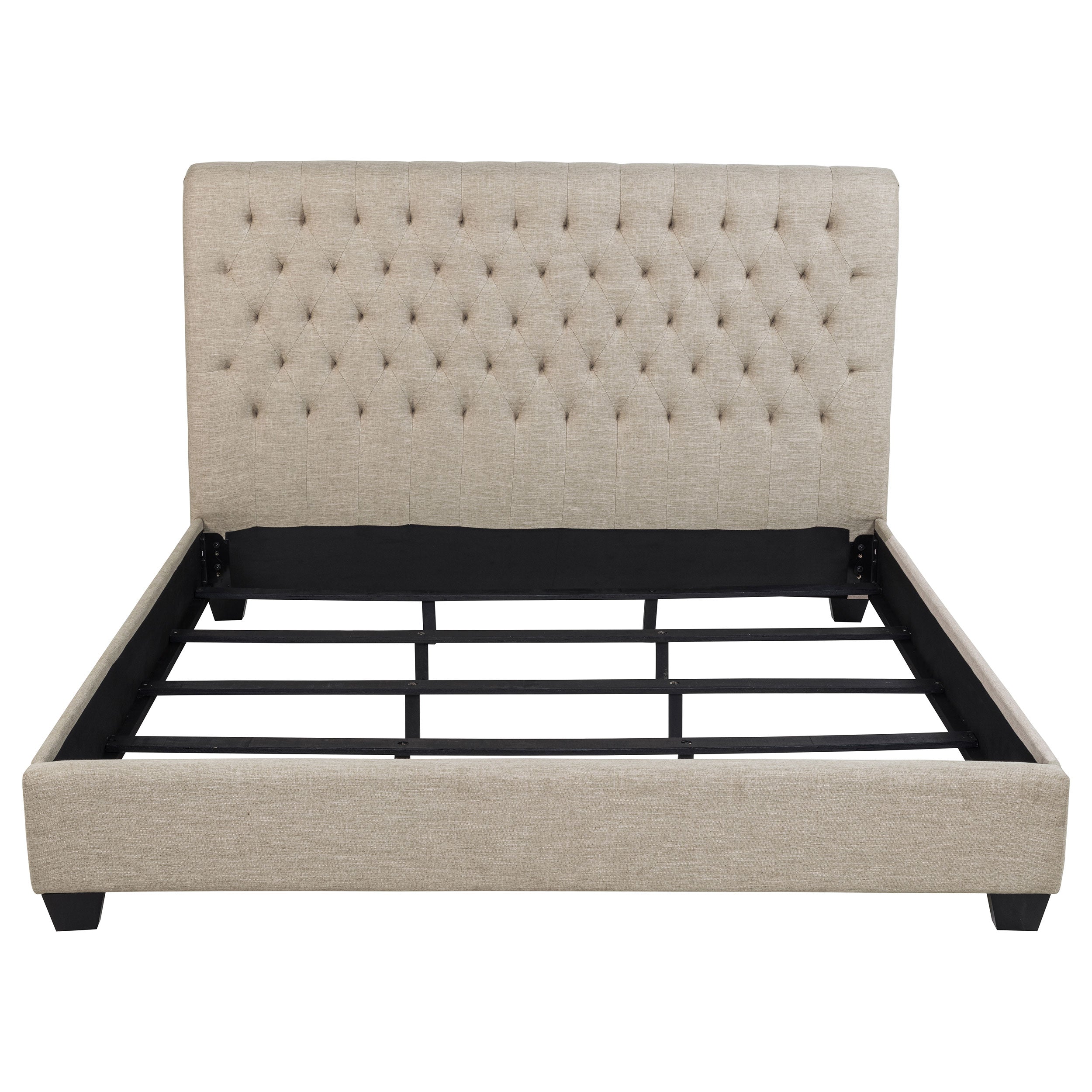 Copper Oatmeal Upholstered Eastern King Panel Bed