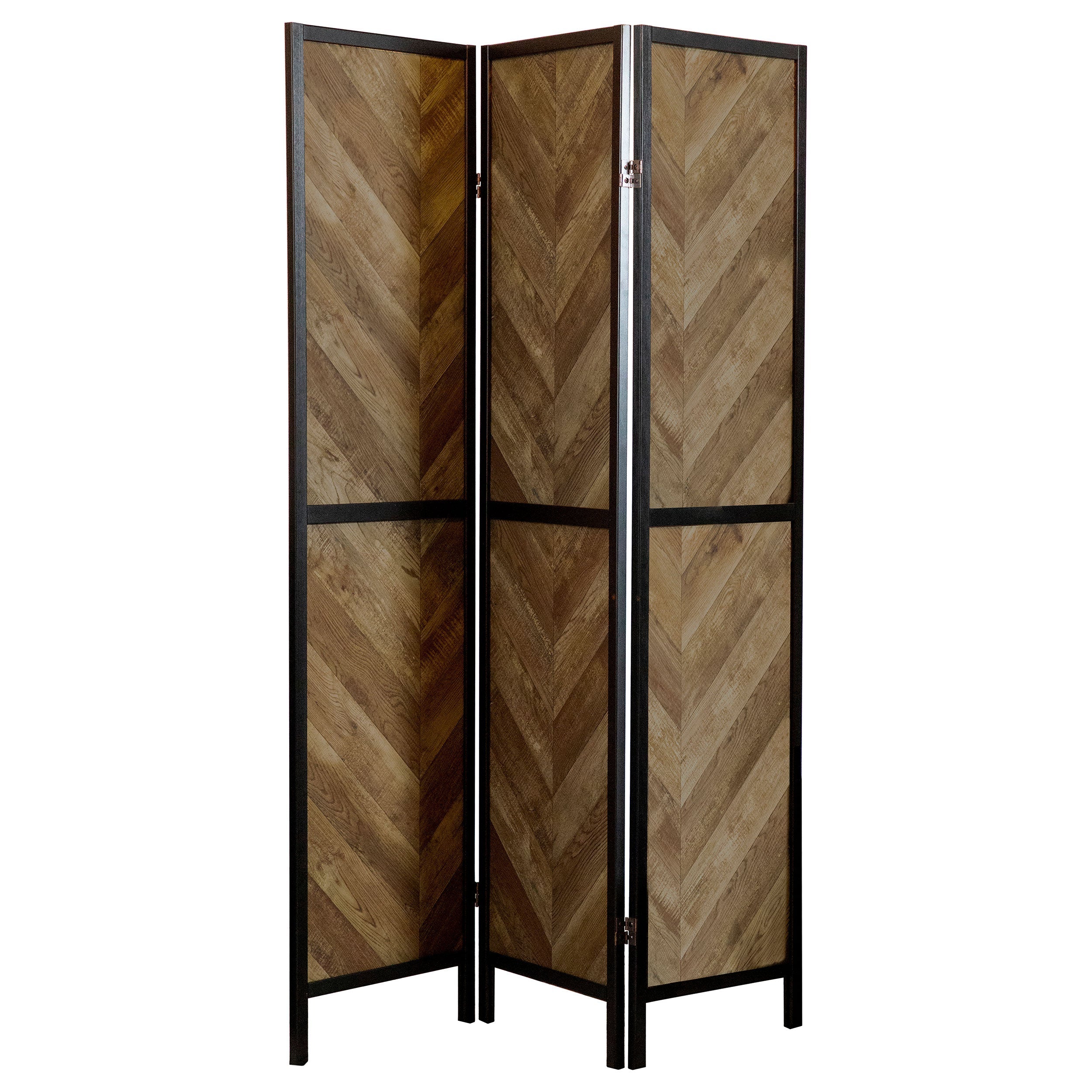 Marlene 3-Panel Room Divider Folding Screen Rustic Tobacco-CoasterEveryday