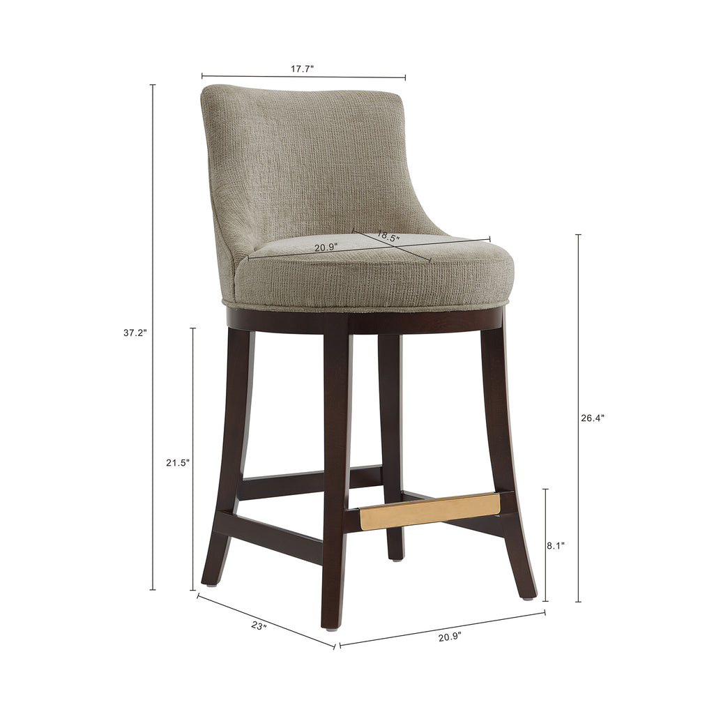 Lucia Wood Chenille Counter Stool