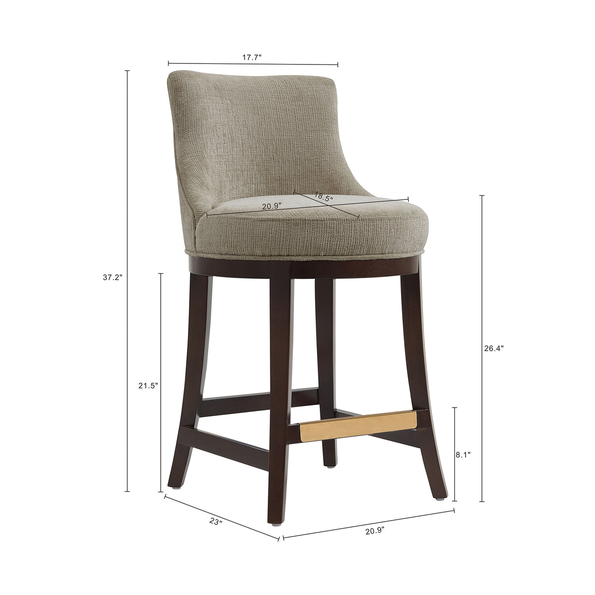 Lucia Wood Chenille Counter Stool