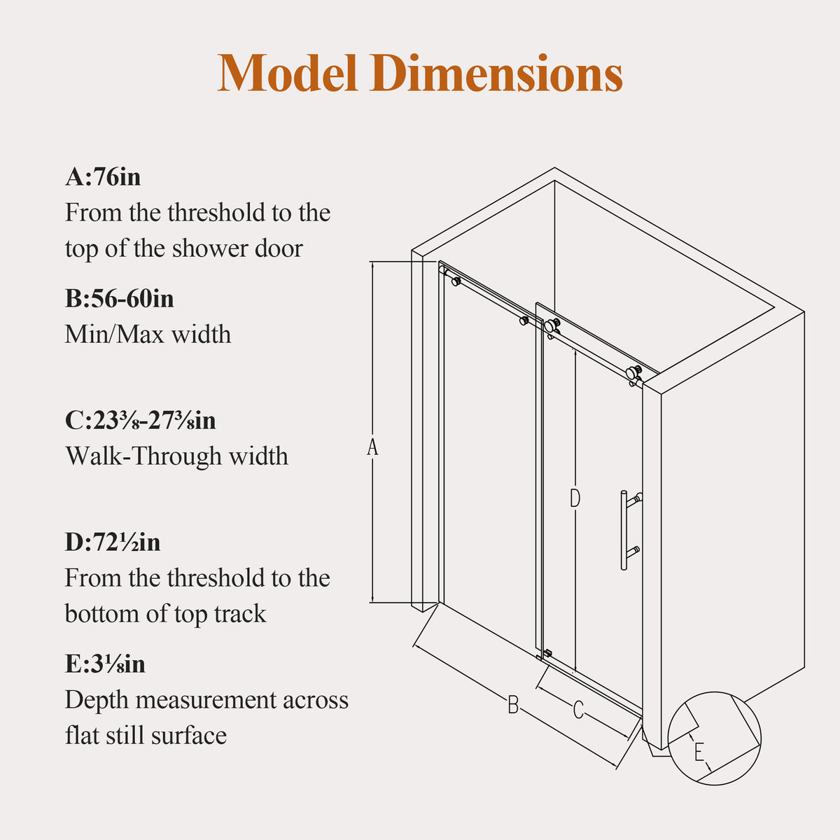 Stainless Steel Round Tube Frameless Shower Door