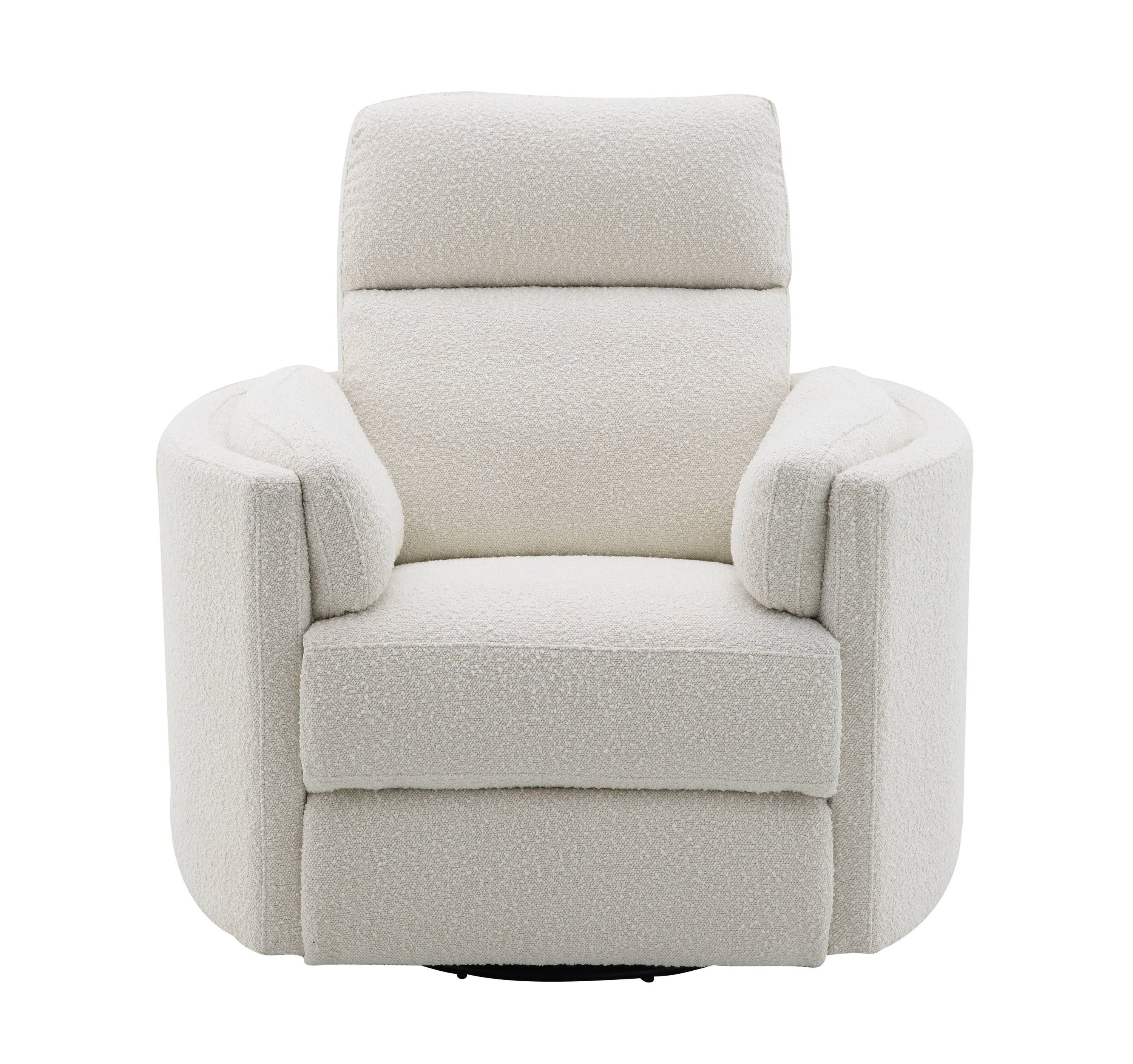 Sagen Beige Boucle Glider Recliner with Swivel