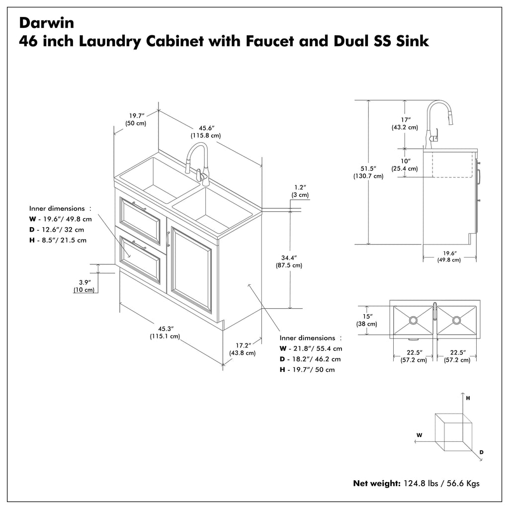 Darwin All-In-One 46-Inch Laundry Utility Sink and Cabinet