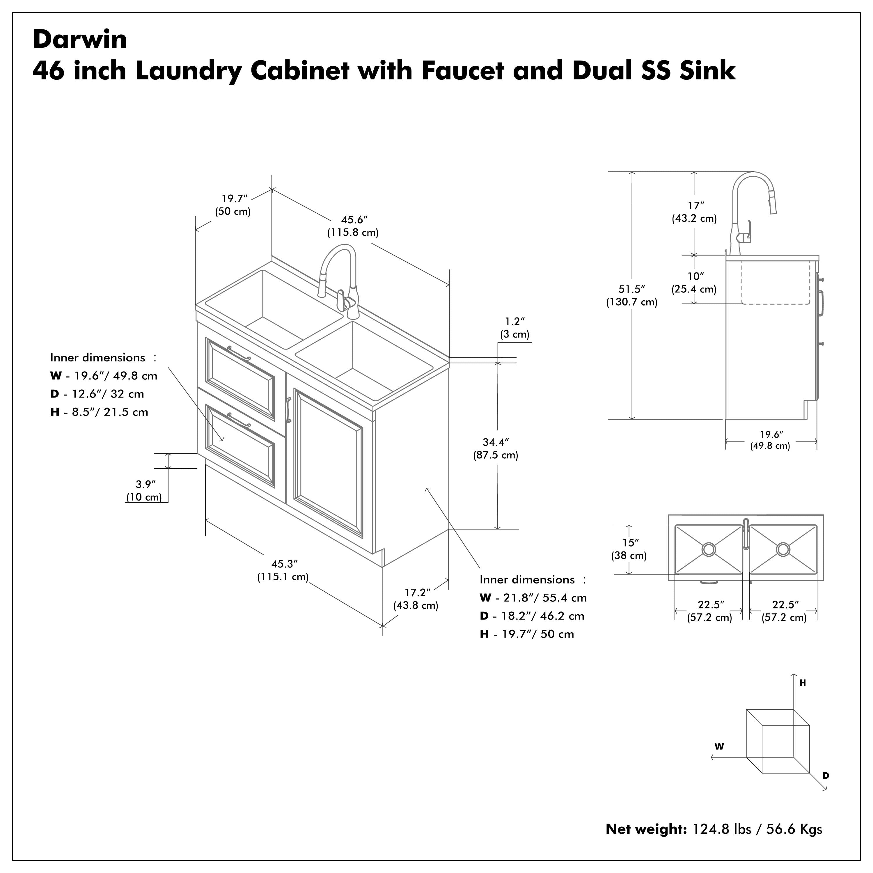 Darwin All-In-One 46-Inch Laundry Utility Sink and Cabinet