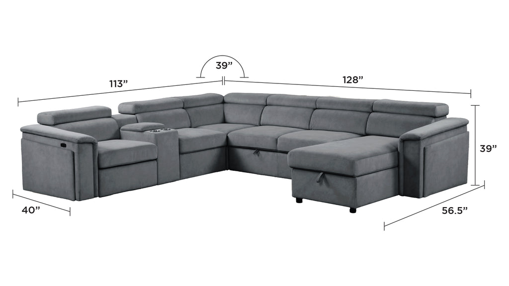 Harvey Modern Style Power Recliner Sleeper Sectional Sofa