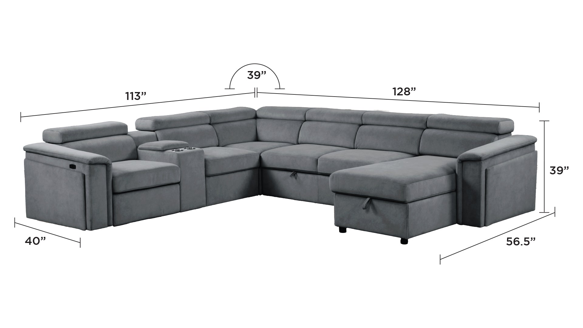 Harvey Modern Style Power Recliner Sleeper Sectional Sofa