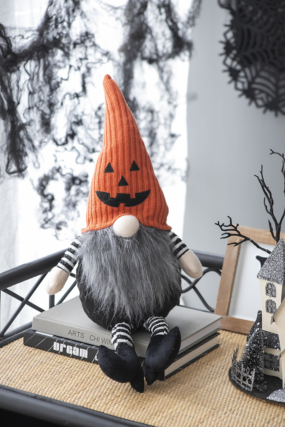 Fabric Sitting Gnome with Beard for Halloween