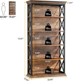 70.8" 6-Tier Industrial Bookcase