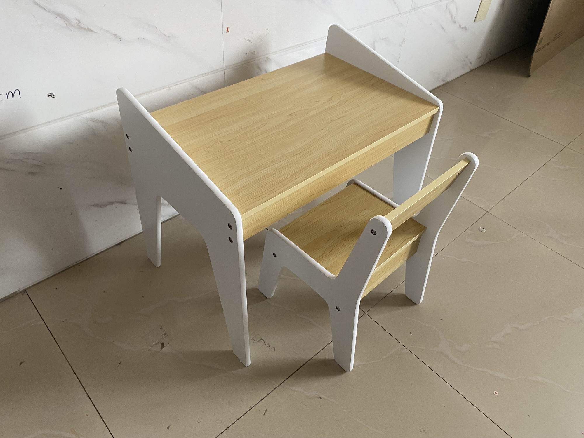 Kids Table Set with One Chair, Wooden Children Study Table