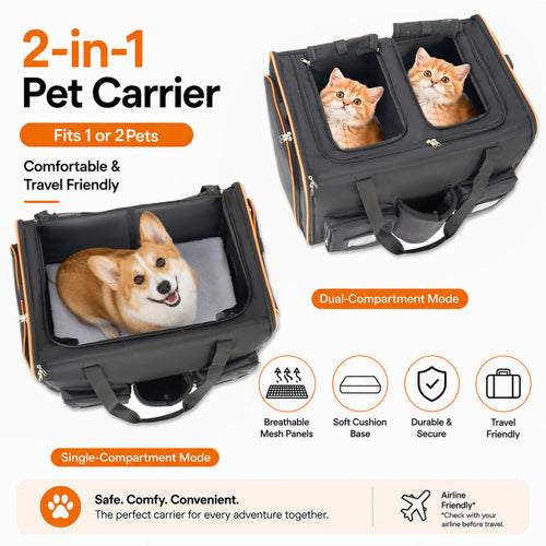 2 In 1 Large Cat Carrier for 2 Cats
