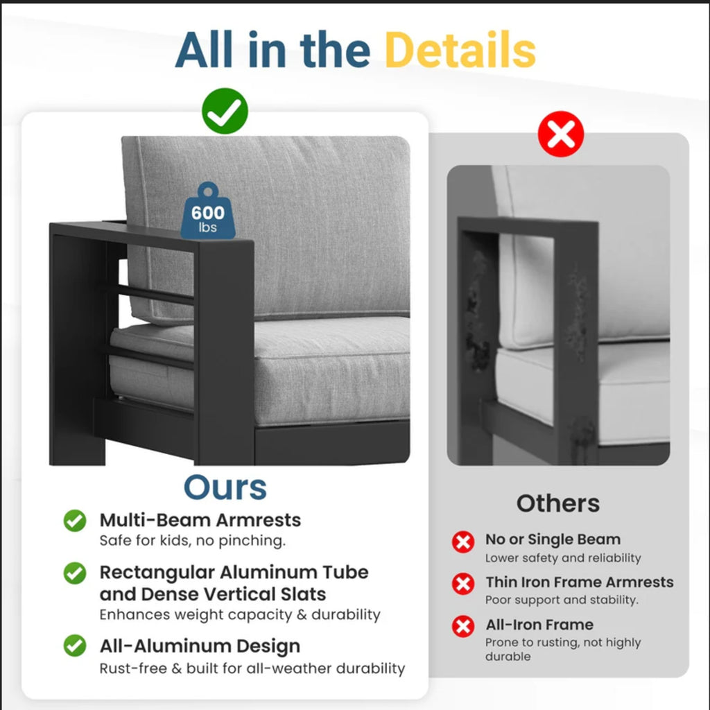 2-Pack 28" All-Weather Aluminum Patio Armchairs