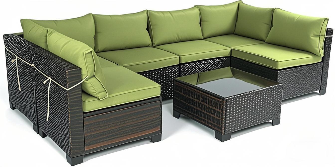 Cushion Covers for 7 Pcs Wicker Rattan Sectional Sofa