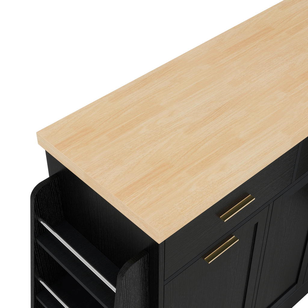 TREXM Multi-Functional Storage Sideboard, Trash Can Storage, Black