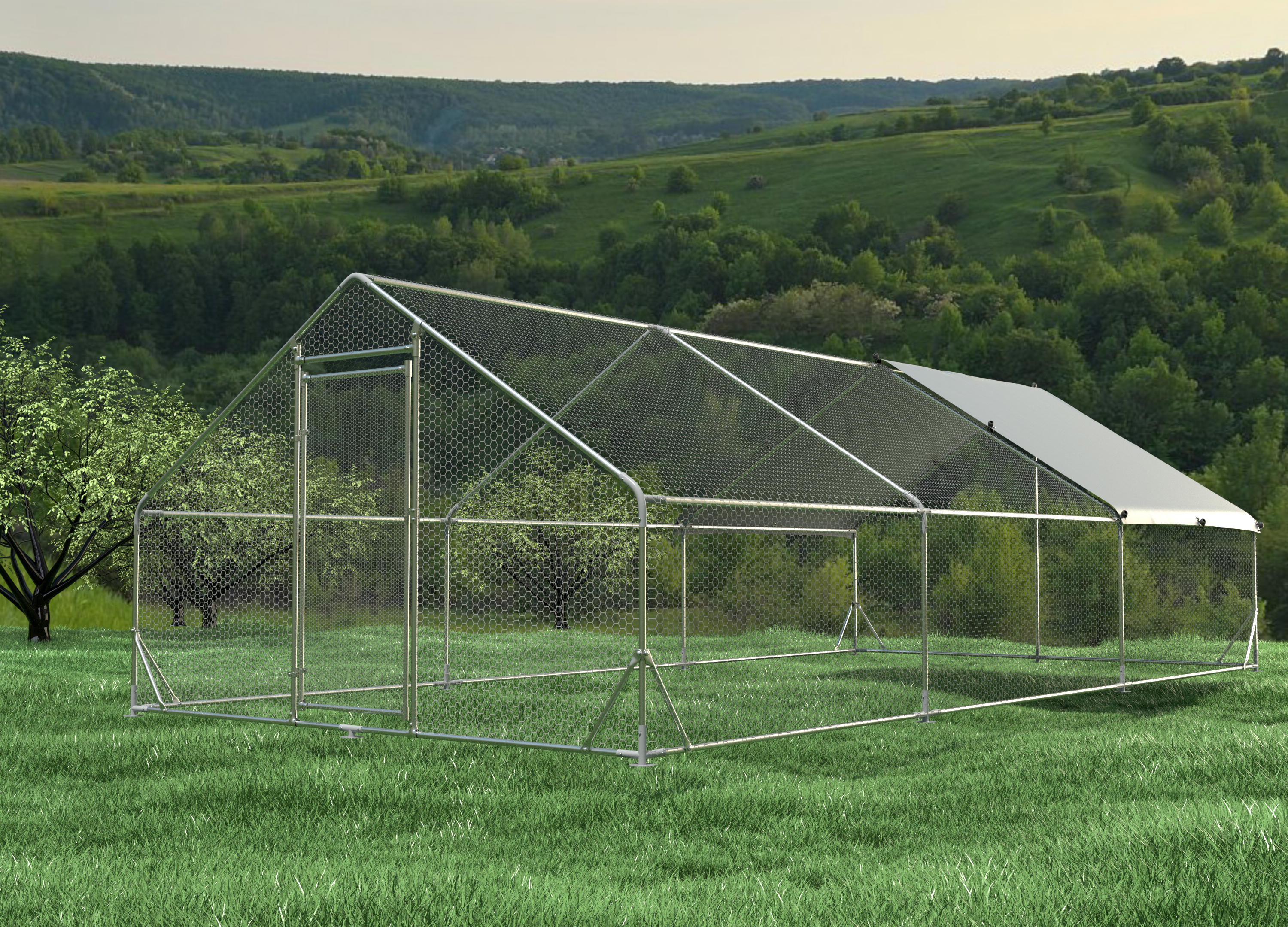 Large Metal Chicken Coop Walk-In Poultry Cage