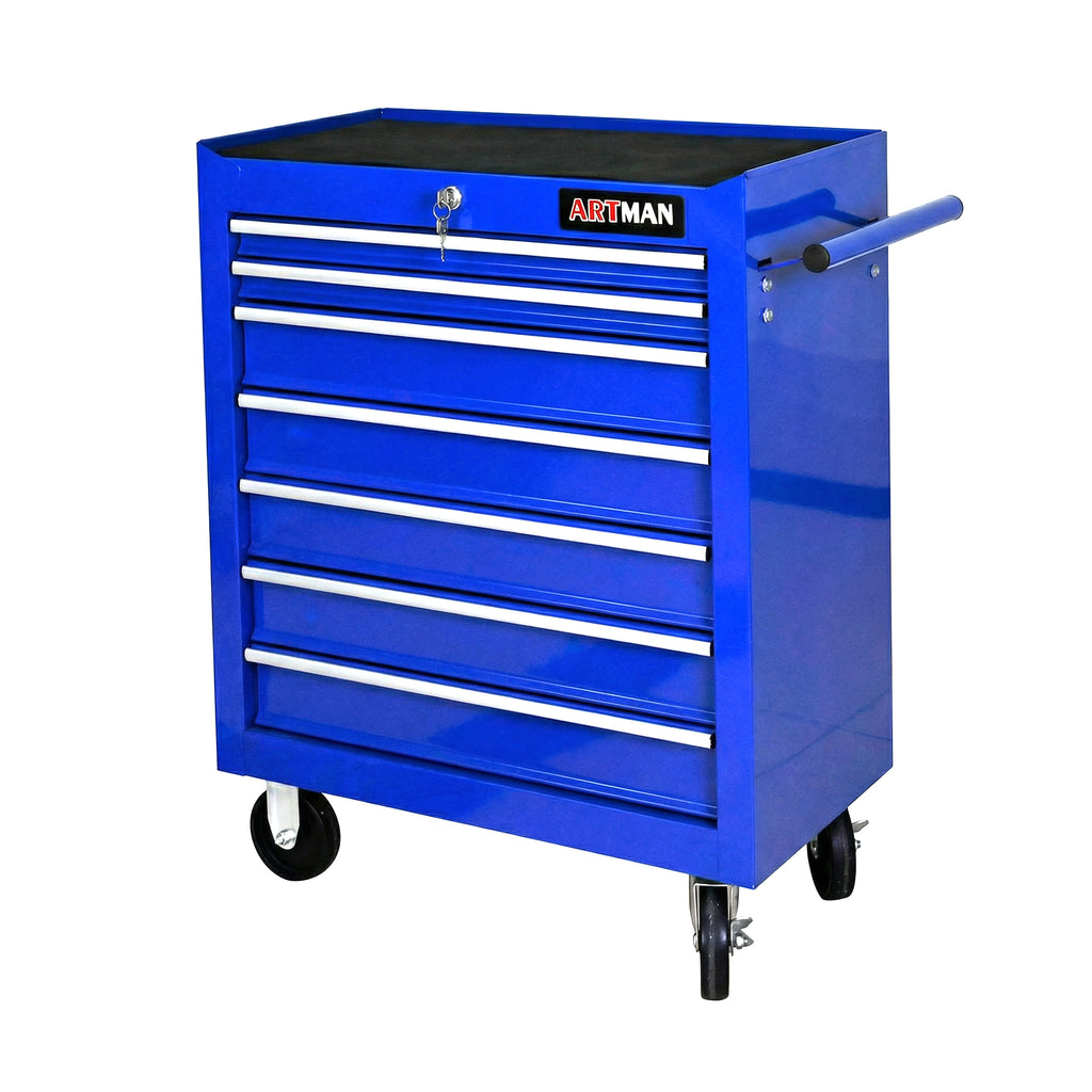 7 Drawers Multifunctional Tool Cart with Wheels - Blue