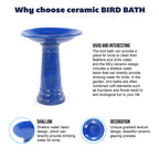 Vintage Sapphire Ceramic Pedestal Bird Bath