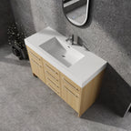 48" Freestanding Bathroom Vanity with Resin Sink, 2 Soft Closing Door & 6 Soft Closing Drawer