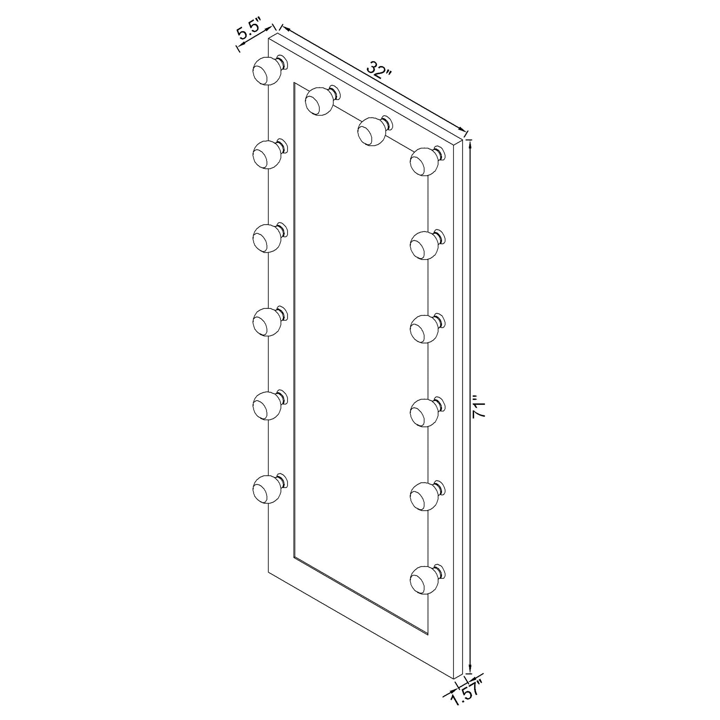 Zayan 32 x 71 Inch Floor Mirror LED Lighting Black Gloss-