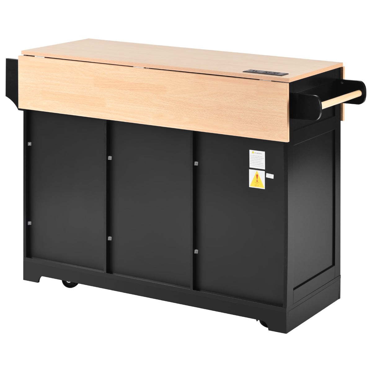 K&K 55.7'' Large Kitchen Island with Drop Leaf