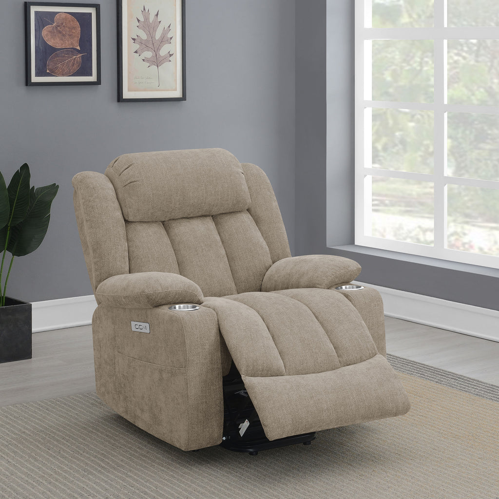 Beca Camel Upholstered Power Lift Recliner