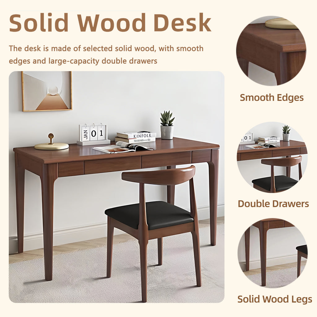 Solid Wood Desk with Drawers