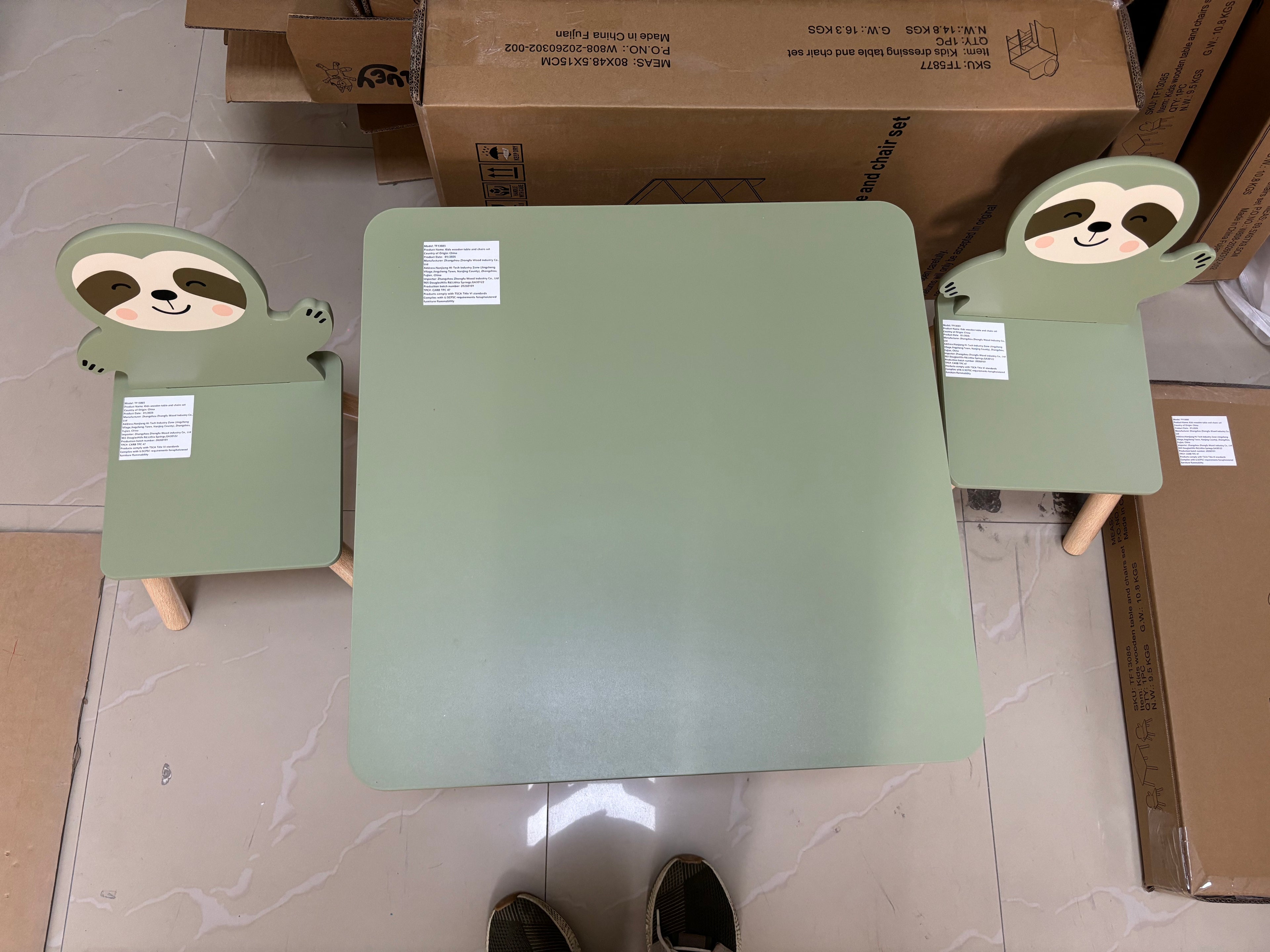 Kids Table and Chair Set with Cute Sloth Chairs