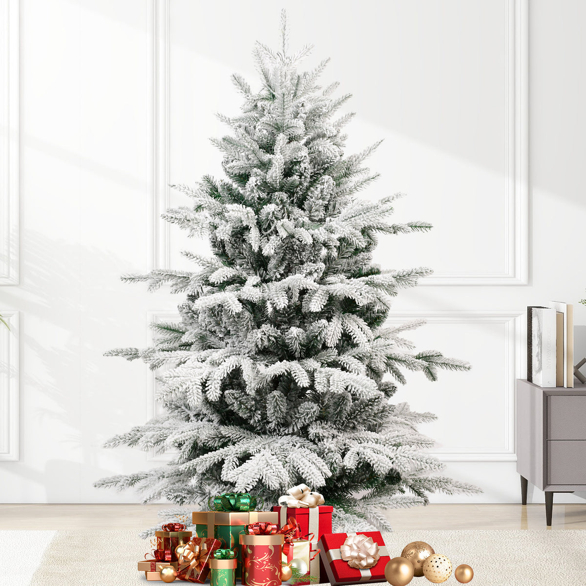 6FT PE+PVC Flocked Artificial Christmas Tree