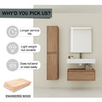 30 Inch Wall-Mounted Bathroom Vanity with Resin Sink