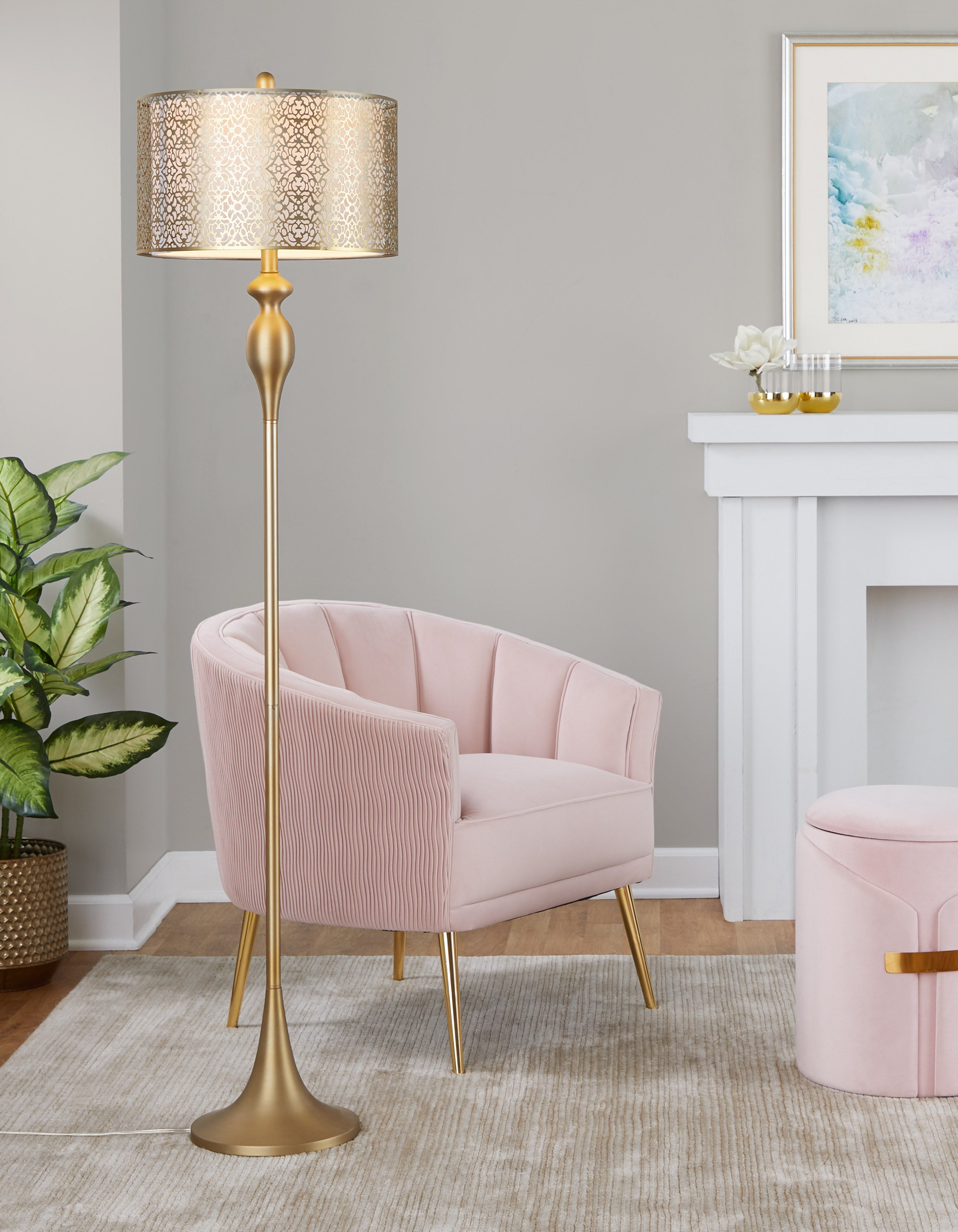 63" Contemporary Metal Floor Lamp