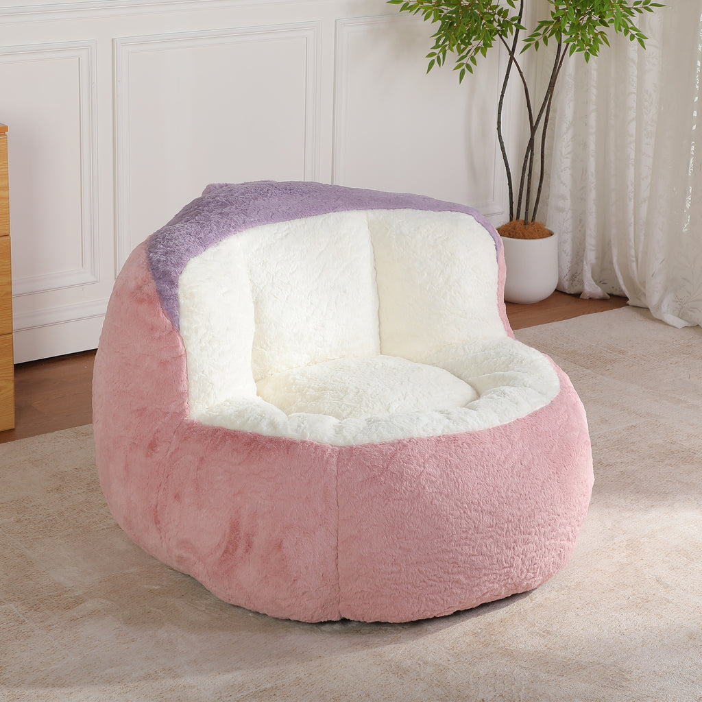 Oversized Bean Bag Chairs in Multicolor Faux Fur