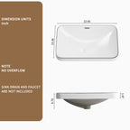 Ceramic Undermount Bathroom Sink 22.05" x 15.36"