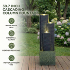 39'' H Outdoor Water Fountain with LED Lights