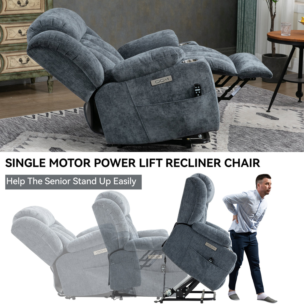Up To 350 LBS Chenille Power Lift Recliner Chair