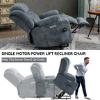 Up To 350 LBS Chenille Power Lift Recliner Chair