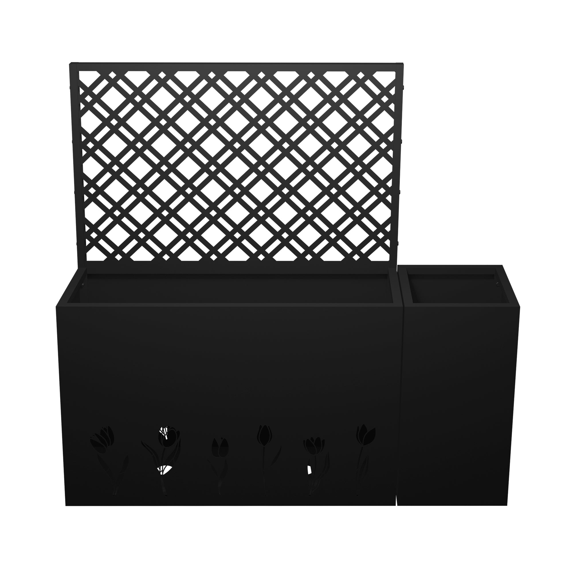 2-Piece Metal Planter Box with Trellis