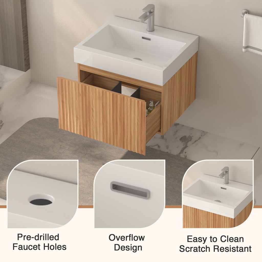 24" Bathroom Vanity with Sink - Modern Minimalist Design