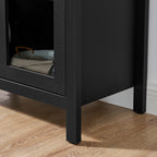 High Arched Storage Cabinet with Lamp - Black