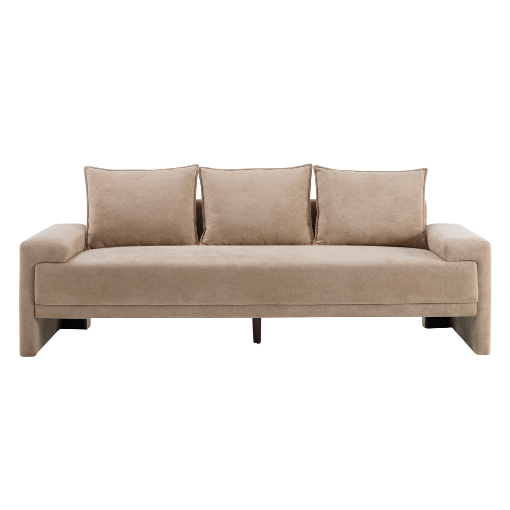 Algora 84.5 in. Modern Upholstered Velvet Sofa, Moss