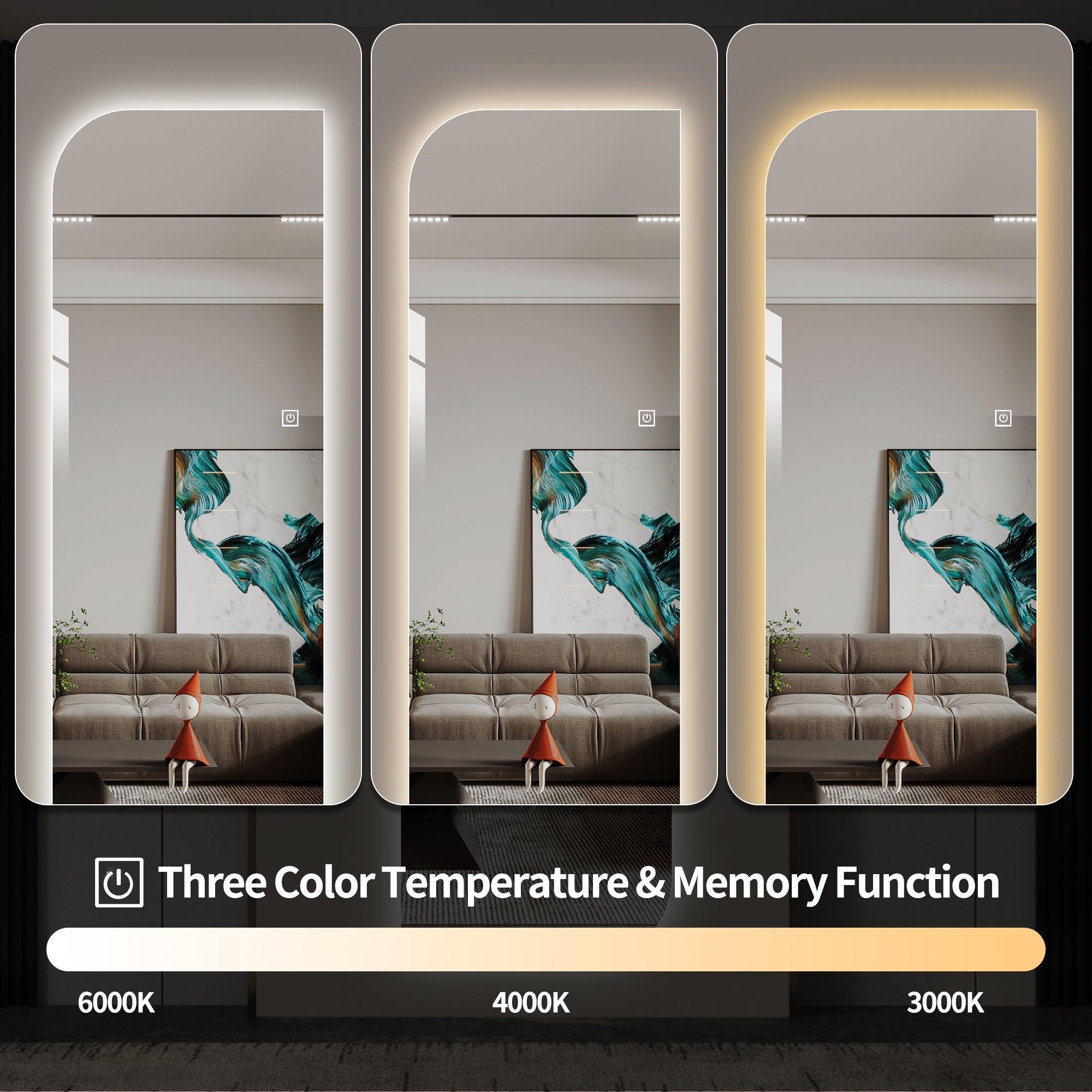 65" x 21" LED Full Length Wall Mirror