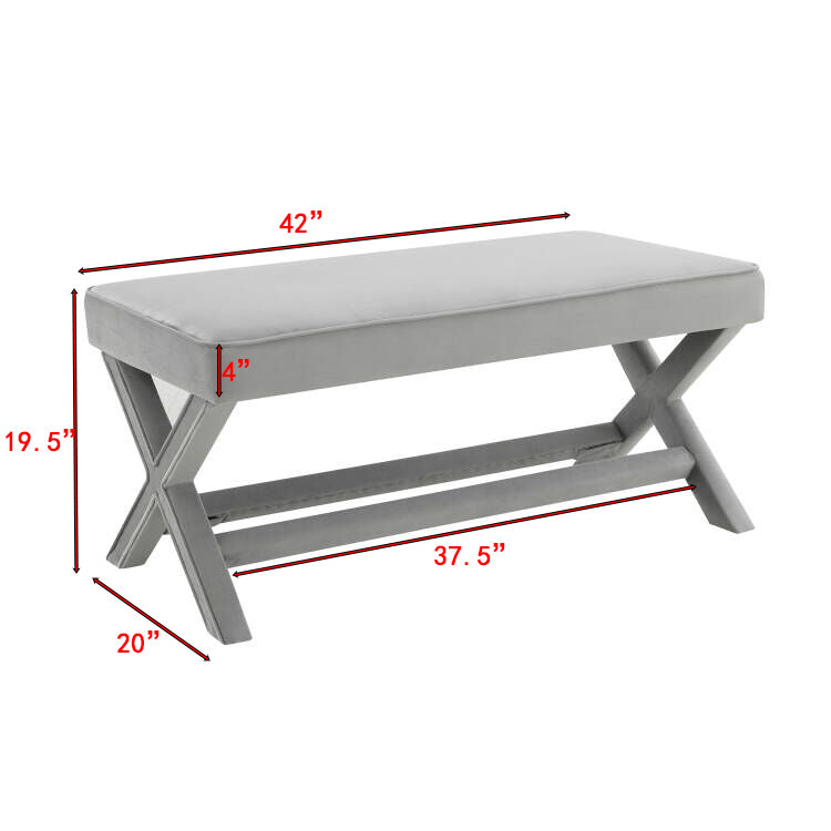 Comfort Double Bench Upholstered in Velvet Fabric