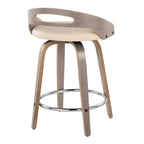 24" Mid-Century Modern Fixed-Height Counter Stool with Swivel in Light