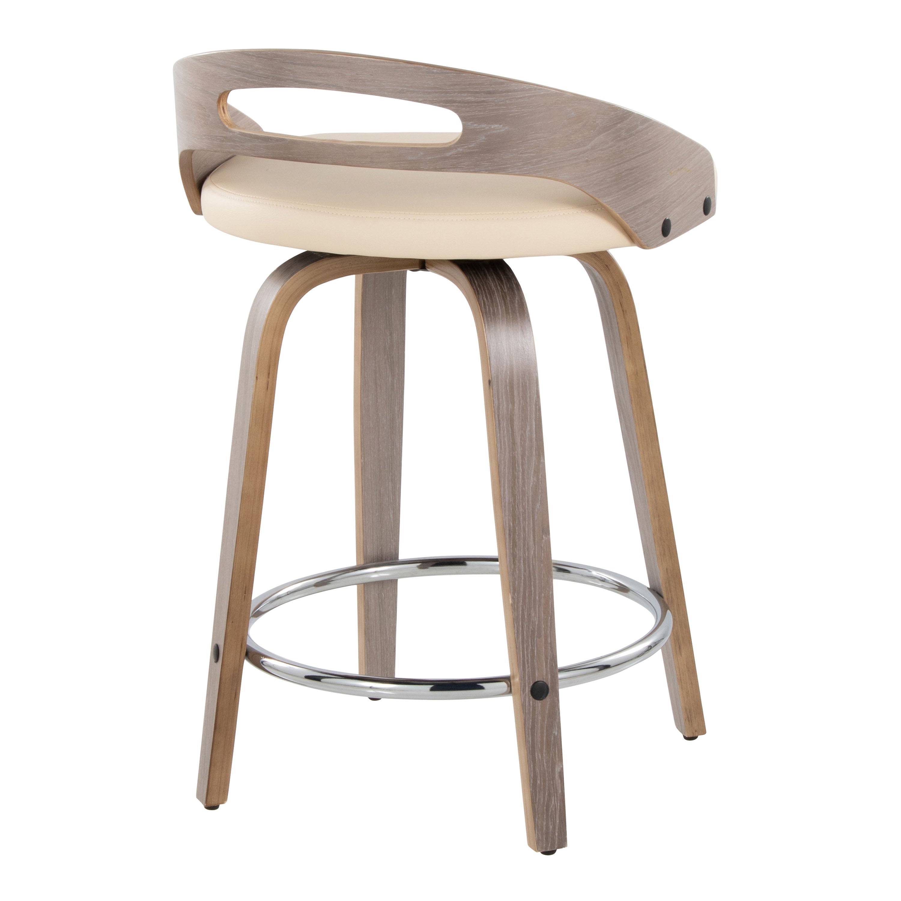 24" Mid-Century Modern Fixed-Height Counter Stool with Swivel in Light