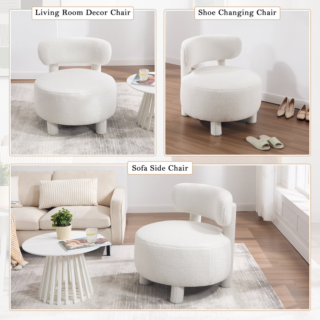 Teddy Fabric Armless Accent Chair with Curved Backrest